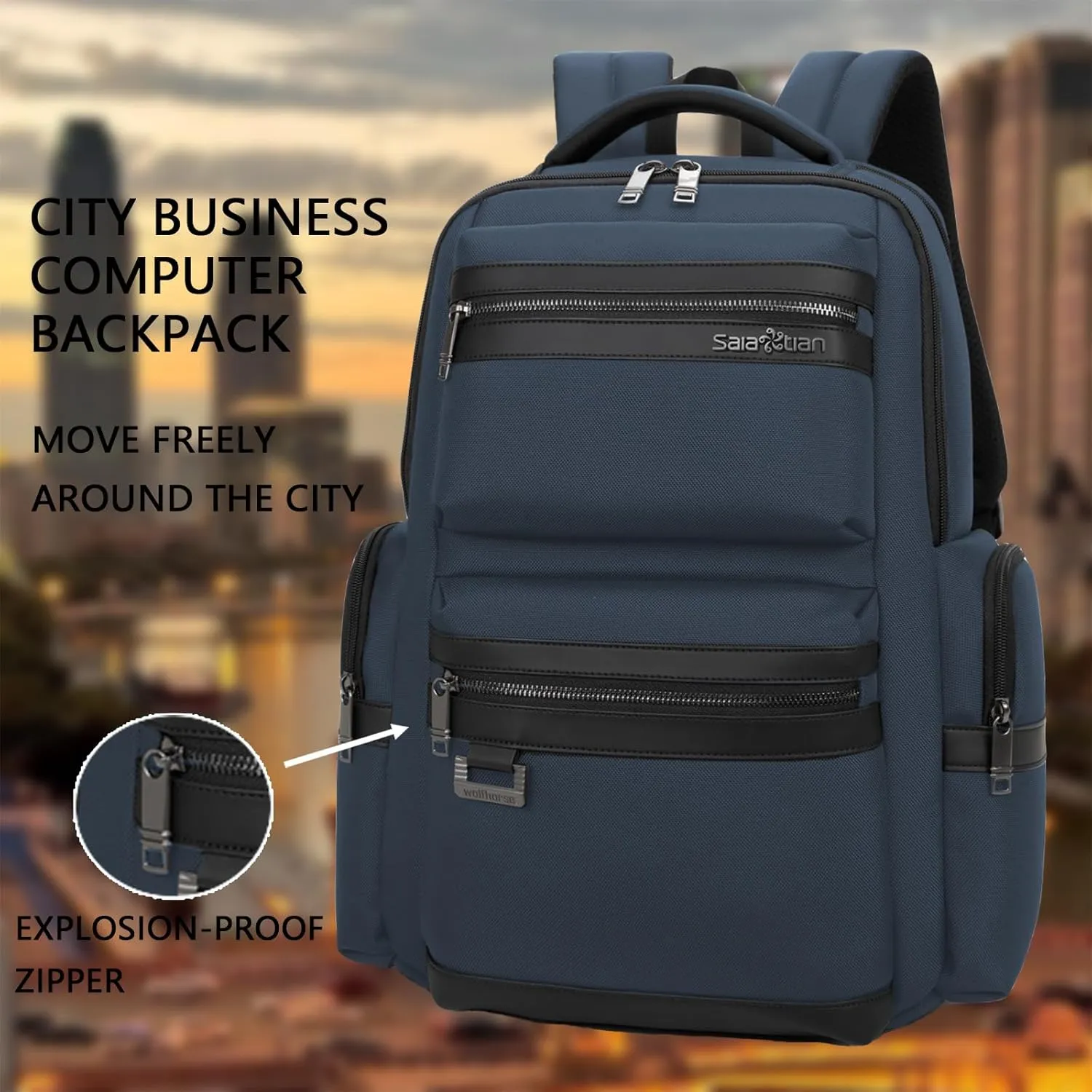 Backpack Multiple Compartmentalized Storage Business Computer Bag,waterproof, for Men & Women, Black (Blue)