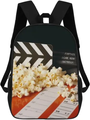Backpack Travel Laptop Backpack for Men Women Cinema Clapboard And Popcorn Casual Daypack Adjustable Lightweight Computer Bag