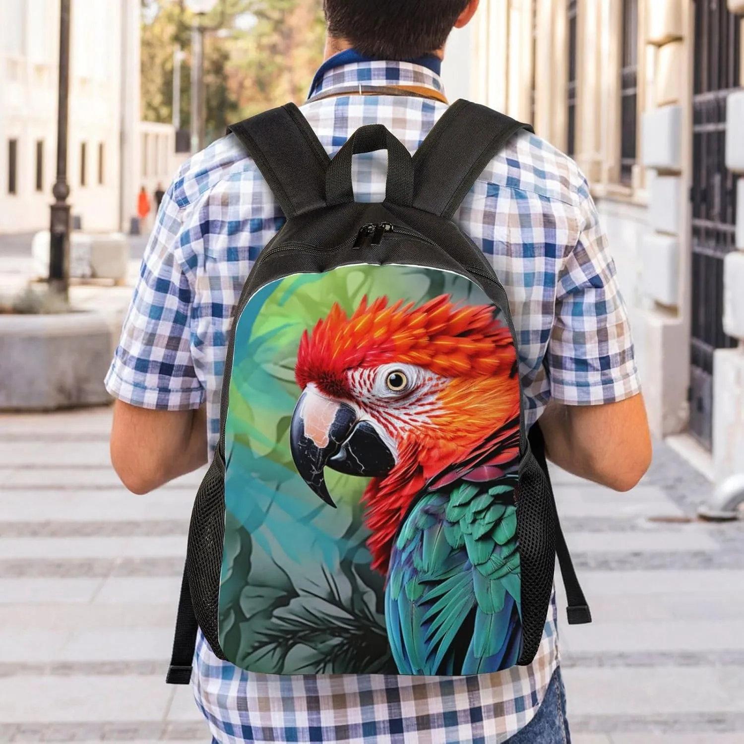Backpack Travel Laptop Backpack For Men Women Colorful Parrot Casual Daypack Adjustable Lightweight Computer Bag