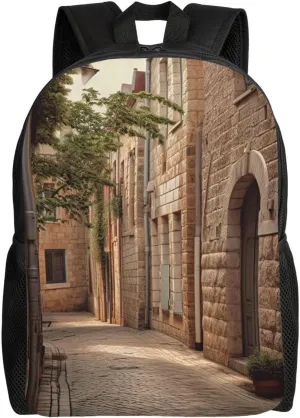 Backpack Travel Laptop Backpack For Men Women Lightweight Rucksack Architecture Streets Houses Casual Daypack