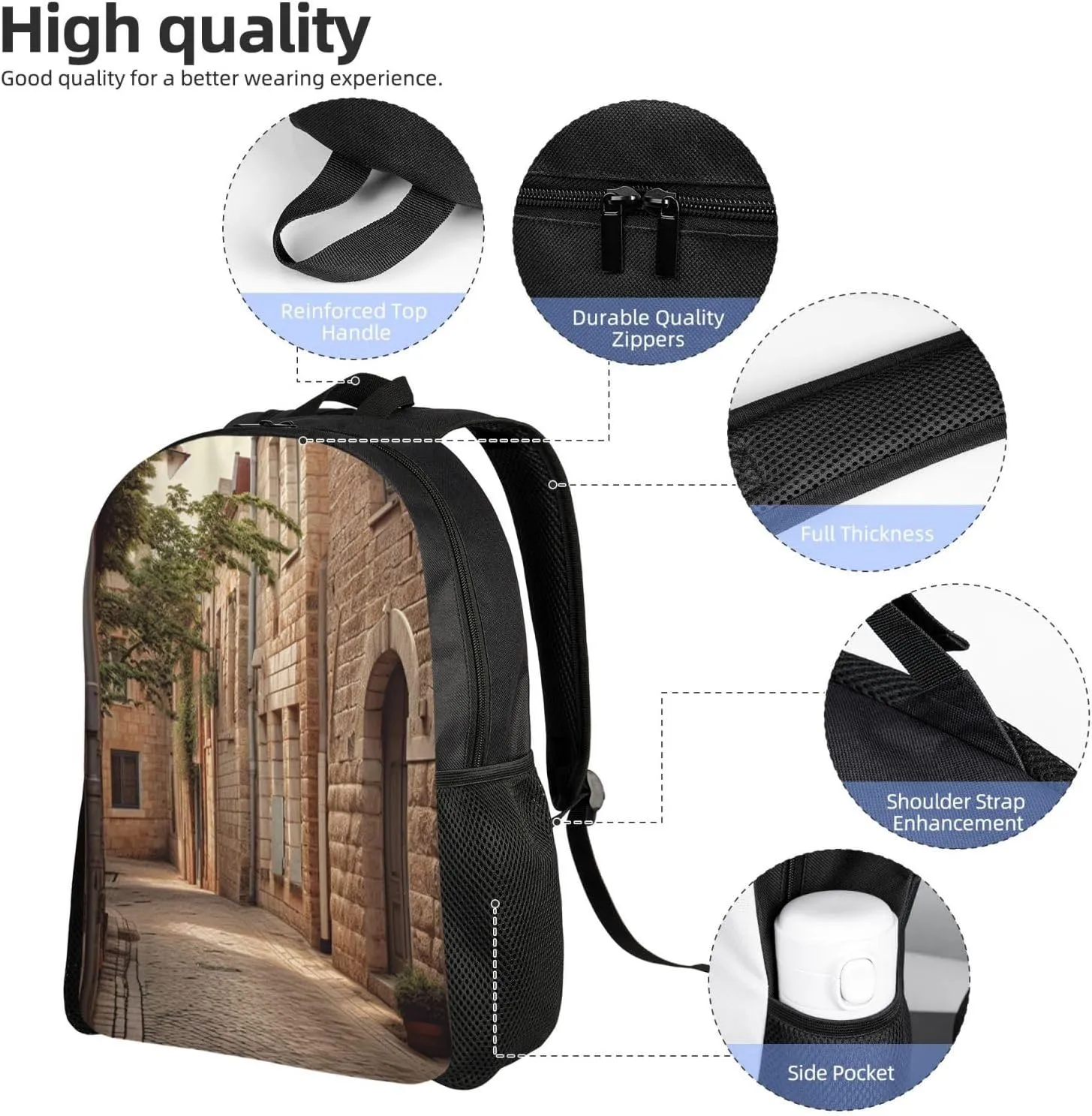 Backpack Travel Laptop Backpack For Men Women Lightweight Rucksack Architecture Streets Houses Casual Daypack