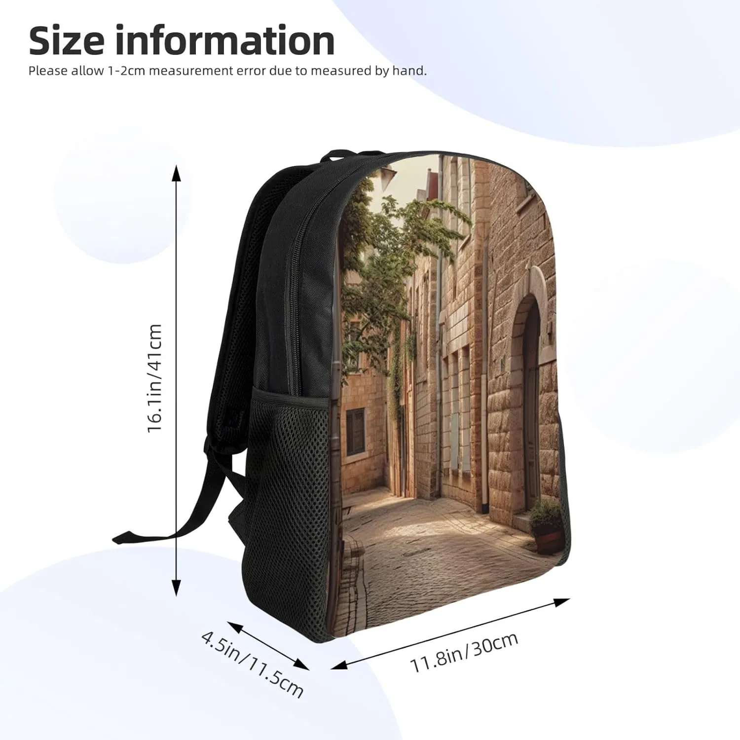 Backpack Travel Laptop Backpack For Men Women Lightweight Rucksack Architecture Streets Houses Casual Daypack