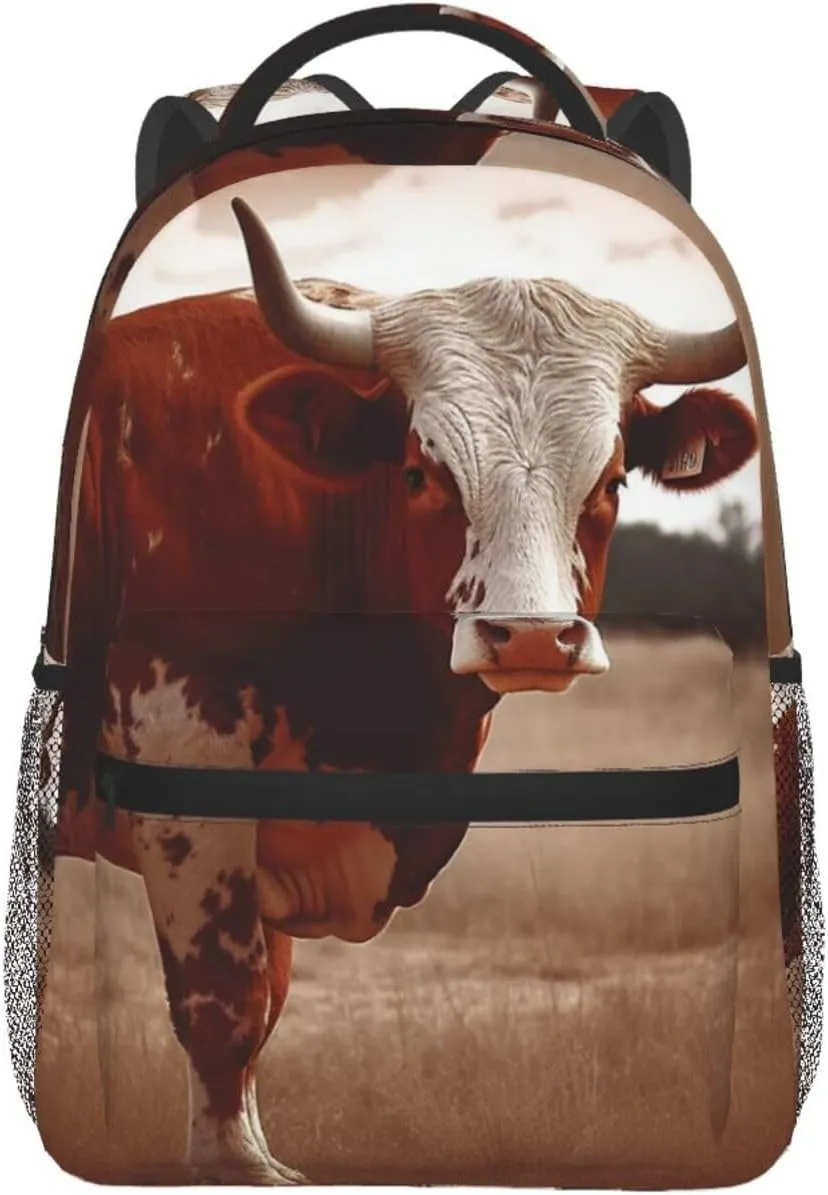 Backpack Travel Laptop Backpack for Men Women Lightweight Rucksack Texas Cow Casual Daypack