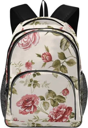 Backpacks 22L Three Layer Arc Book Bag Lightweight for Travel Camping Hiking Rucksack Daypack Kids & Adults Red Flower