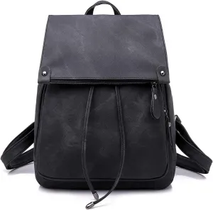 Backpacks and Purses for Women Waterproof Anti-theft Lightweight PU Leather Nylon Shoulder Bag Travel Rucksack, Black, One Size