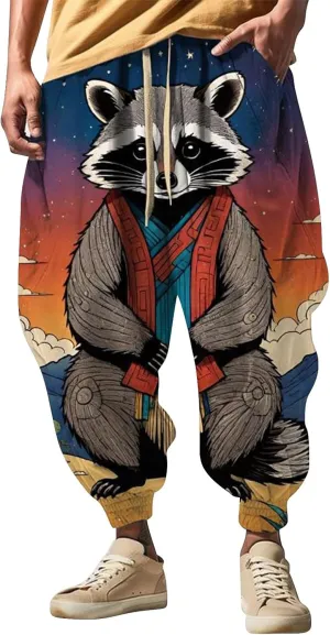 Baggy Elastic Waist Novelty Pant Feel Casual Sweatpants Mens Drawstring Aladdil Hippie Harem Pants Genie Pants Baggy