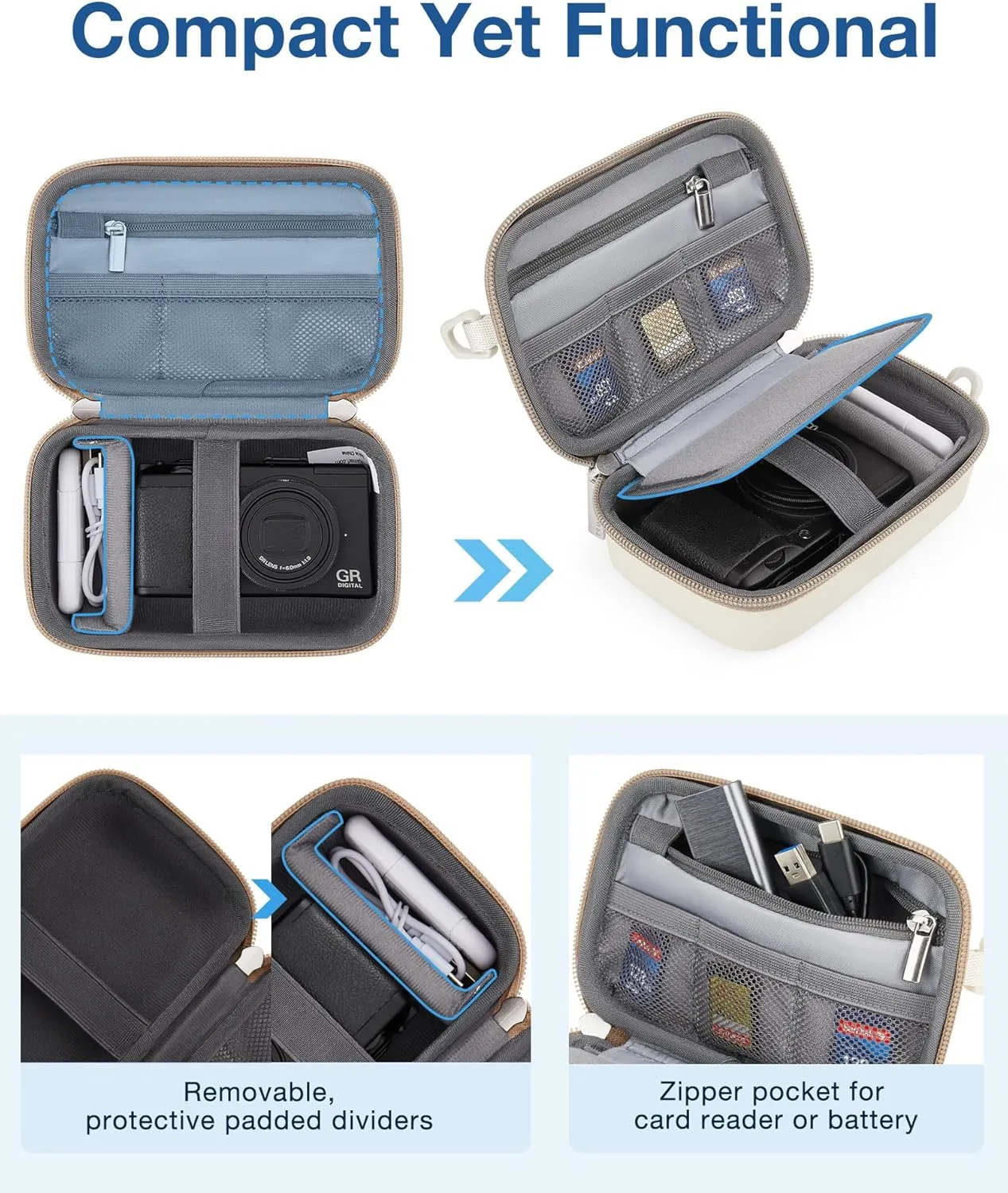 BAGSMART Digital Camera Case, Protective & Lightweight Camera Case with 2 Carrying Ways, Waterproof & Shockproof Small Camera Bag for Canon PowerShot/GoPro/Sony DSCW800/DSCW830 - Black
