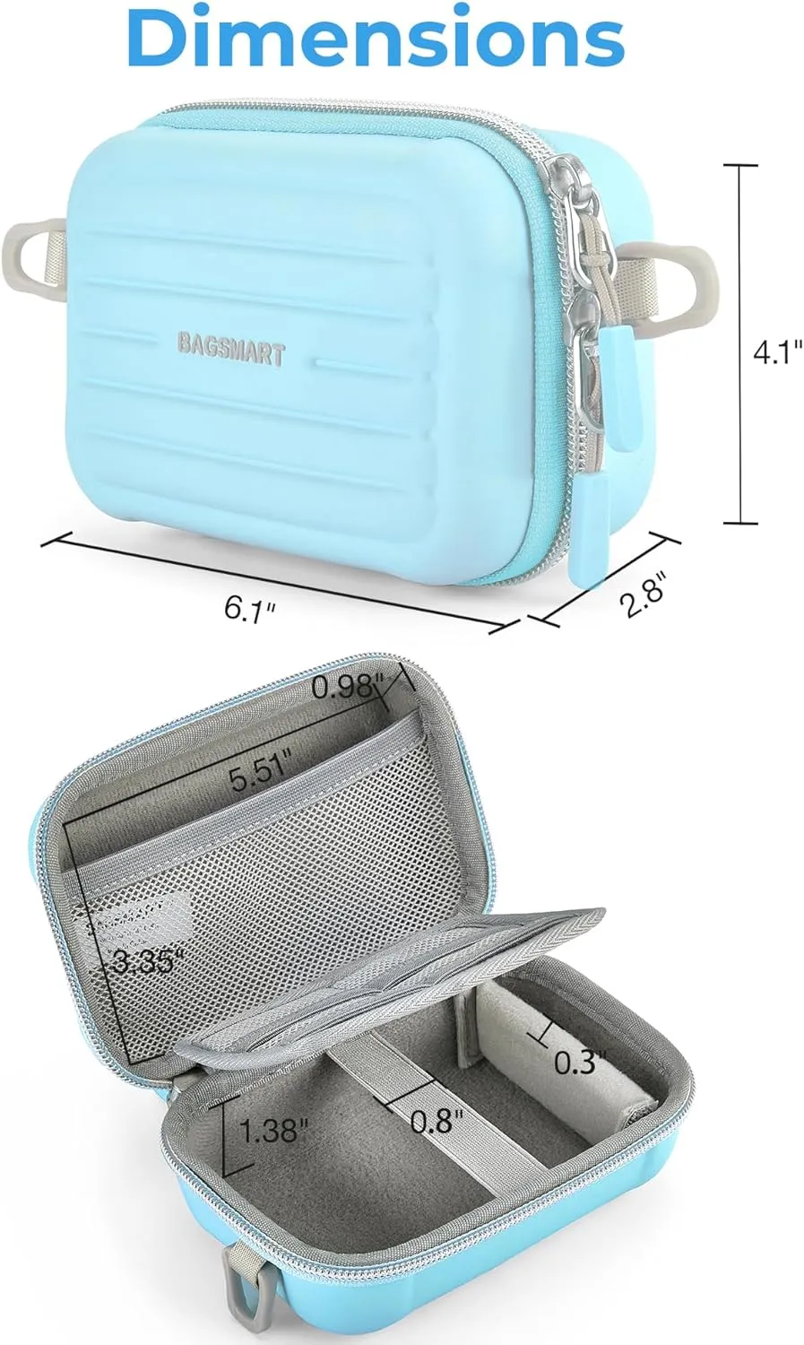 BAGSMART Digital Camera Case, Waterproof & Protective Small Camera Bag with 2 Carrying Ways, Lightweight camera sling bag for Canon PowerShot ELPH 180/190 / Sony DSCW800/DSCW830 - Blue
