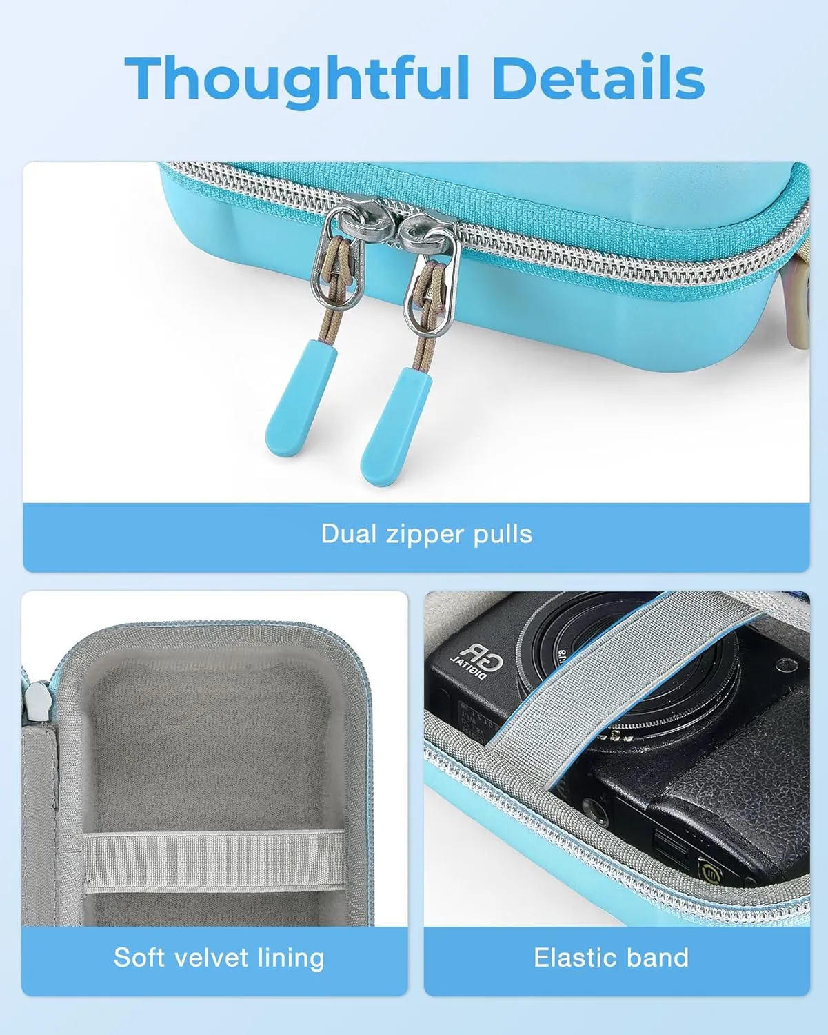 BAGSMART Digital Camera Case, Waterproof & Protective Small Camera Bag with 2 Carrying Ways, Lightweight camera sling bag for Canon PowerShot ELPH 180/190 / Sony DSCW800/DSCW830 - Blue