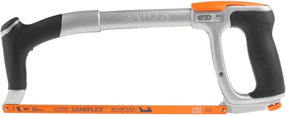 Bahco 325 Professional Hacksaw with Ergo Handle, 300mm (12in), Silver