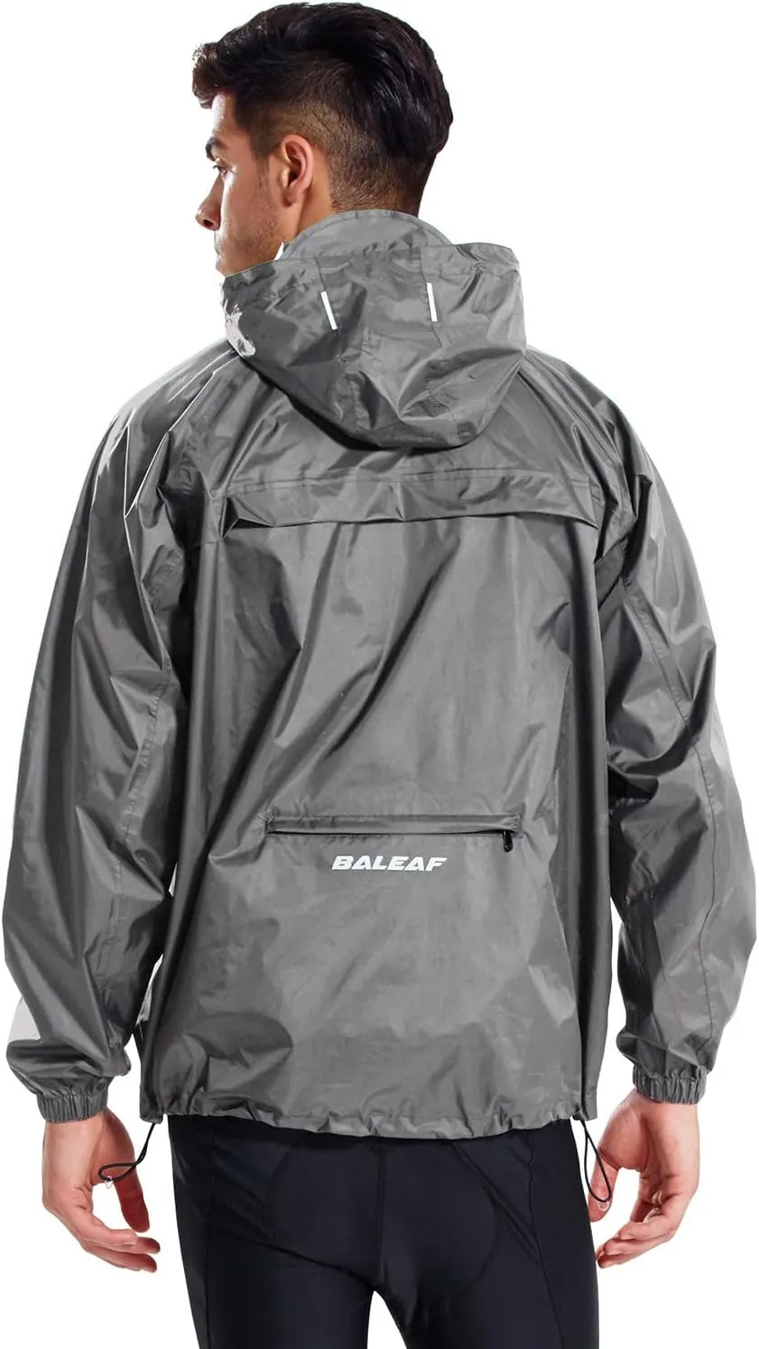 baleaf Men's Light Running Hiking Rain Jacket Waterproof with Hood Windbreaker Pullover Coats Hoodie Packable