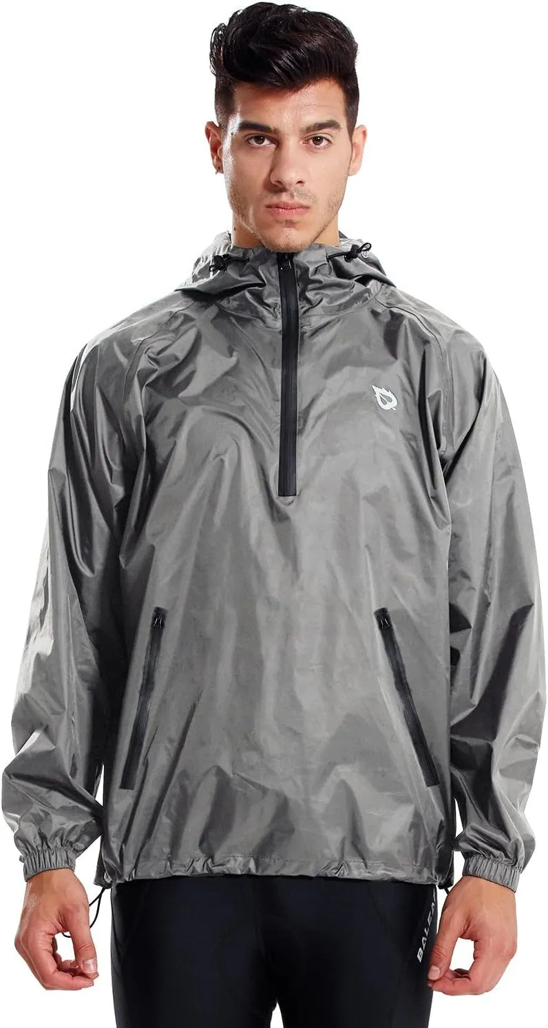 baleaf Men's Light Running Hiking Rain Jacket Waterproof with Hood Windbreaker Pullover Coats Hoodie Packable