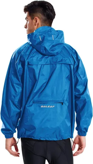 baleaf Men's Light Running Hiking Rain Jacket Waterproof with Hood Windbreaker Pullover Coats Hoodie Packable