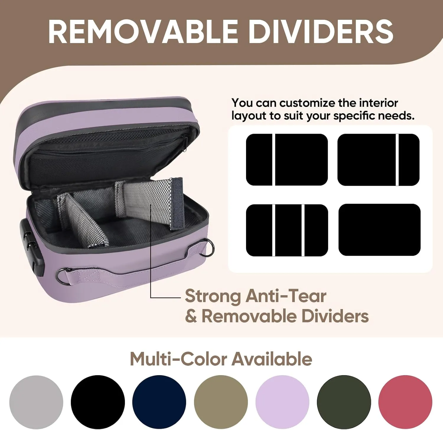 BALEINE Large Storage Bag with Combination Lock, Water-resistant Travel Organization Case (Lilac)