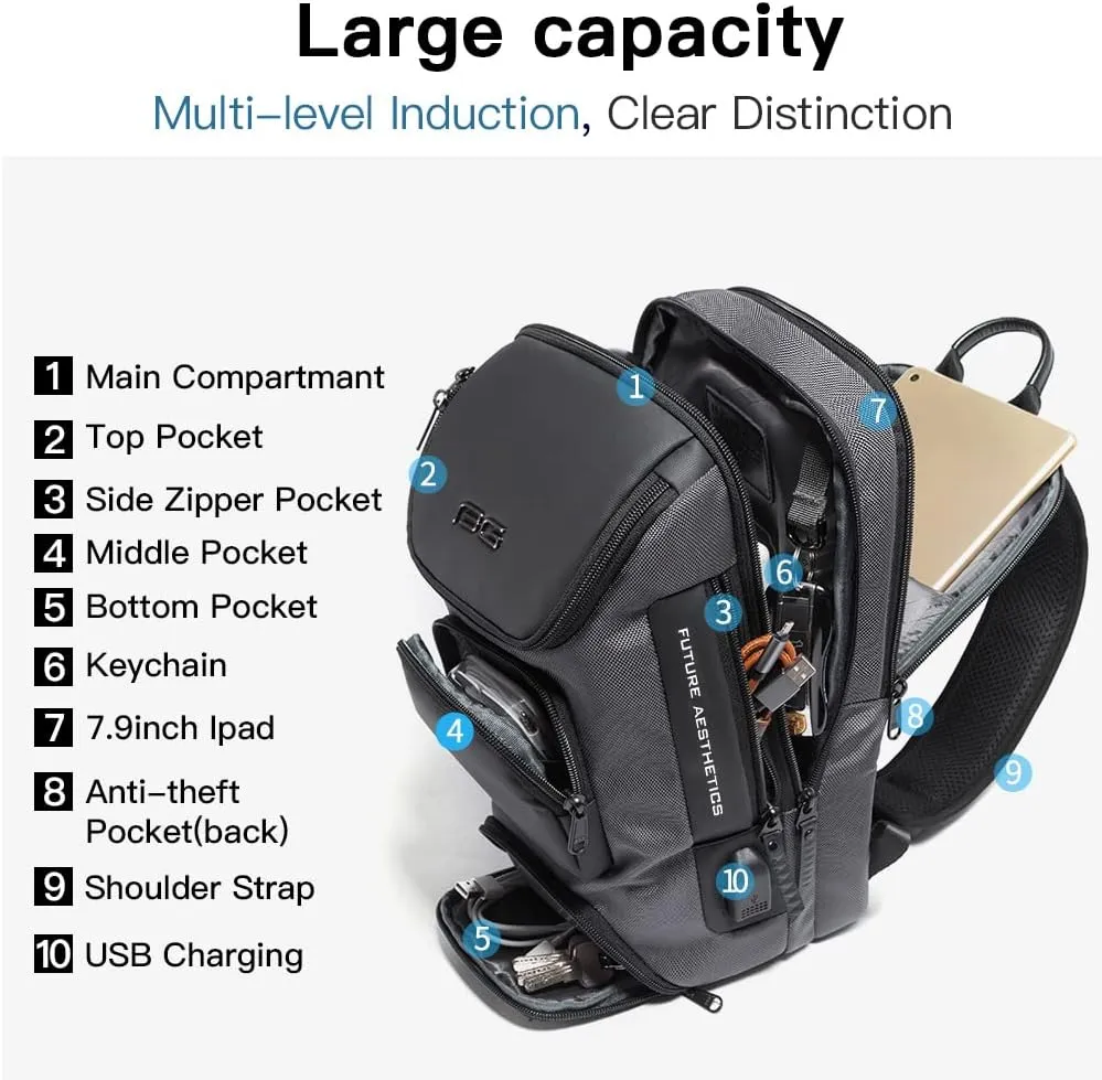 BANGE Sling Bag, Waterproof Shoulder Bag for Men, Casual Sports Sling Bag, Every Day Bag for Men…