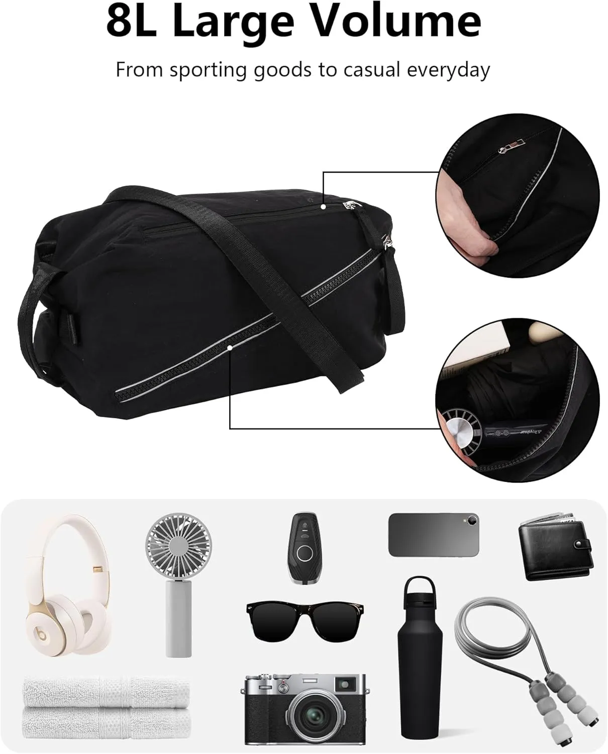 BAPHITY Small Gym Bag for Women Men,Cute Lightweight Duffle Crossbody Weekender Bags,Mini Waterproof Sport Sling Workout 3 in 1 Bags,Suitable for Gym Work Swimming Yoga Fitness Travel - Green (8L)