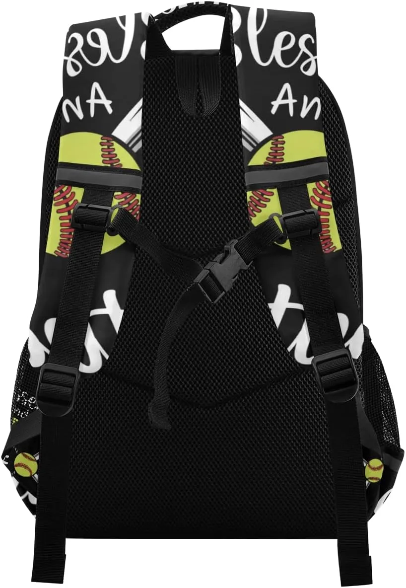 Baseball Backpack Softball Sport Laptop Travel Bag Lightweight Daypack School Bookbags for Women Men Kids Teens