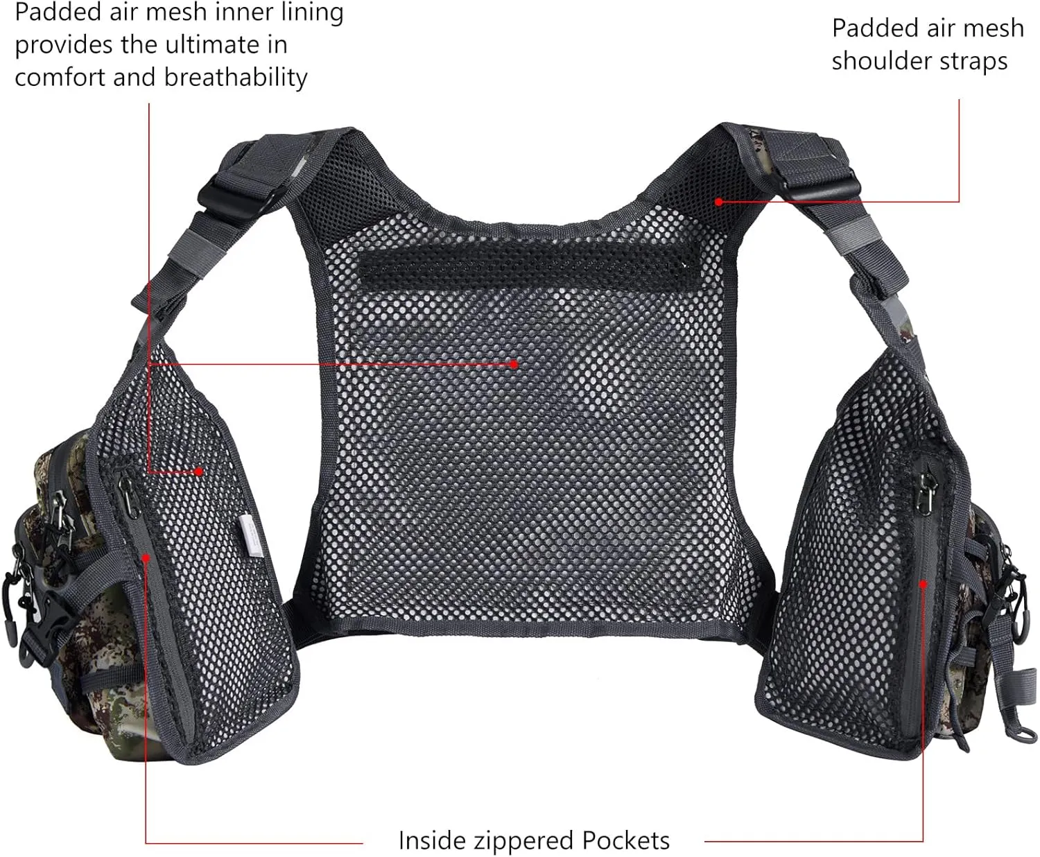 BASSDASH FV08 Ultra Lightweight Fly Fishing Vest for Men and Women Portable Chest Pack One Size Fits Most