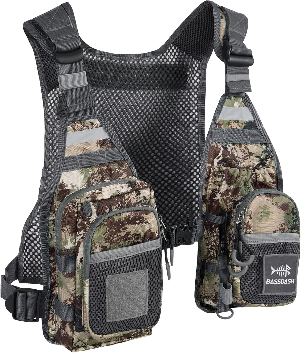 BASSDASH FV08 Ultra Lightweight Fly Fishing Vest for Men and Women Portable Chest Pack One Size Fits Most