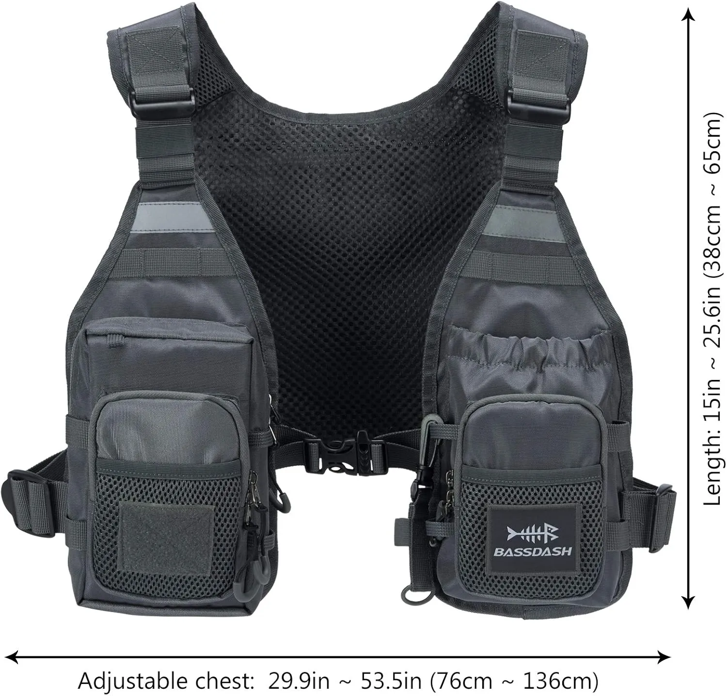 BASSDASH FV08 Ultra Lightweight Fly Fishing Vest for Men and Women Portable Chest Pack One Size Fits Most