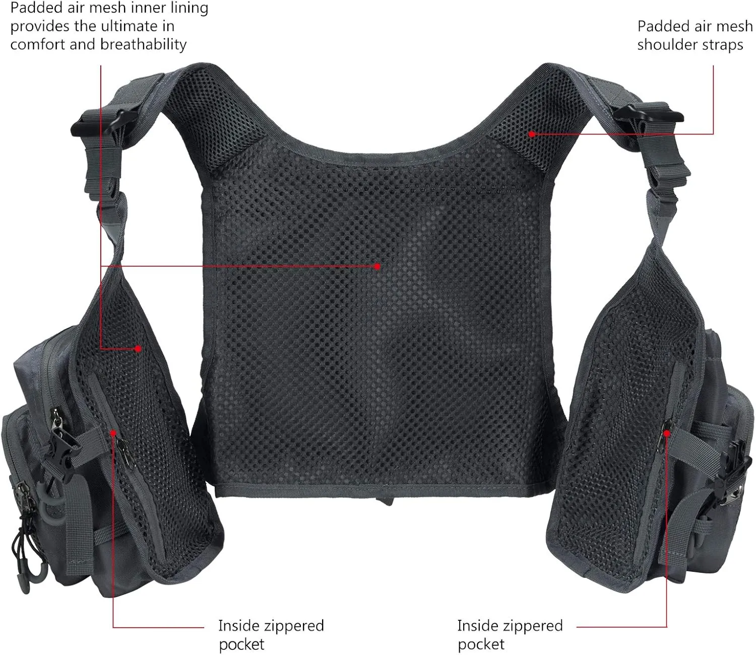 BASSDASH FV08 Ultra Lightweight Fly Fishing Vest for Men and Women Portable Chest Pack One Size Fits Most