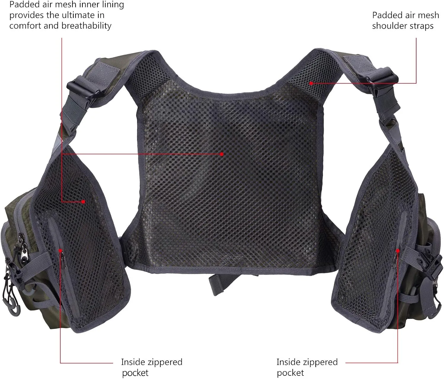 BASSDASH FV08 Ultra Lightweight Fly Fishing Vest for Men and Women Portable Chest Pack One Size Fits Most