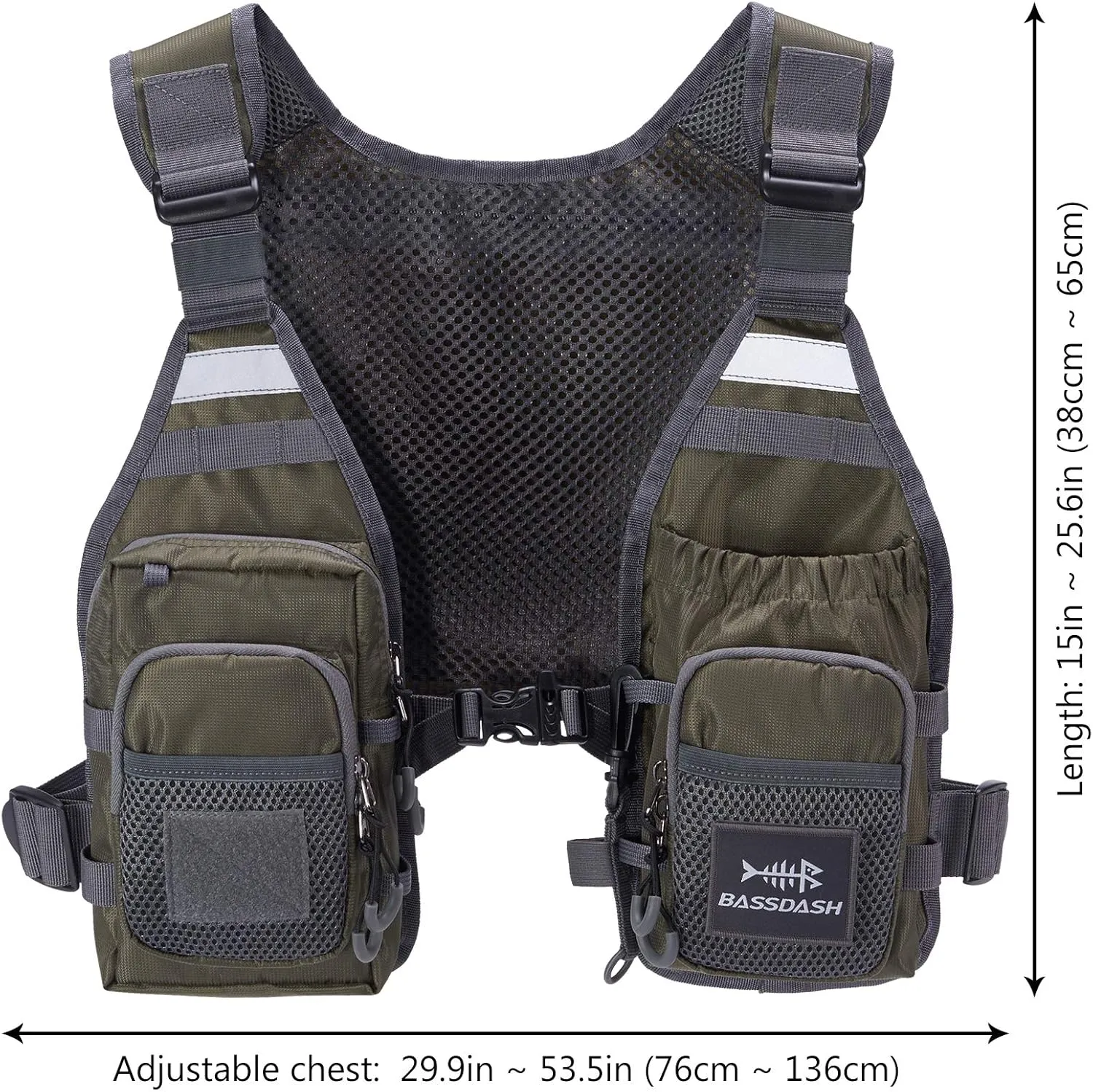 BASSDASH FV08 Ultra Lightweight Fly Fishing Vest for Men and Women Portable Chest Pack One Size Fits Most