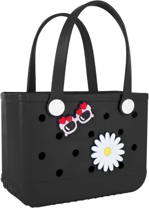 Beach Bag Rubber Tote Bag - Extra Large Handbag with Charms Waterproof Lightweight Travel Purses for Pool Boat