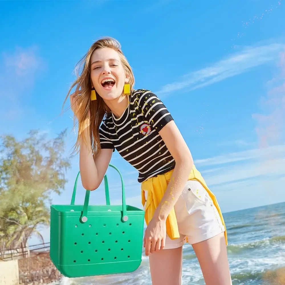 Beach Bag Rubber Tote Bag - Waterproof and Sandproof Tote Bags Outdoor Portable Handbag for Sports