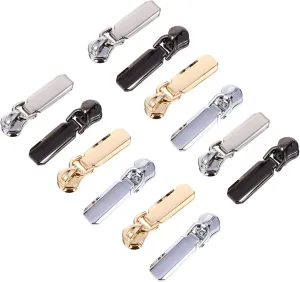 BEBEMOKO 12pcs Mixed Color Zipper Pulls Replacement Durable Zipper Parts for Bags Clothing Accessories Easy to Use Repair Kit for DIY Crafts and Sewing Projects