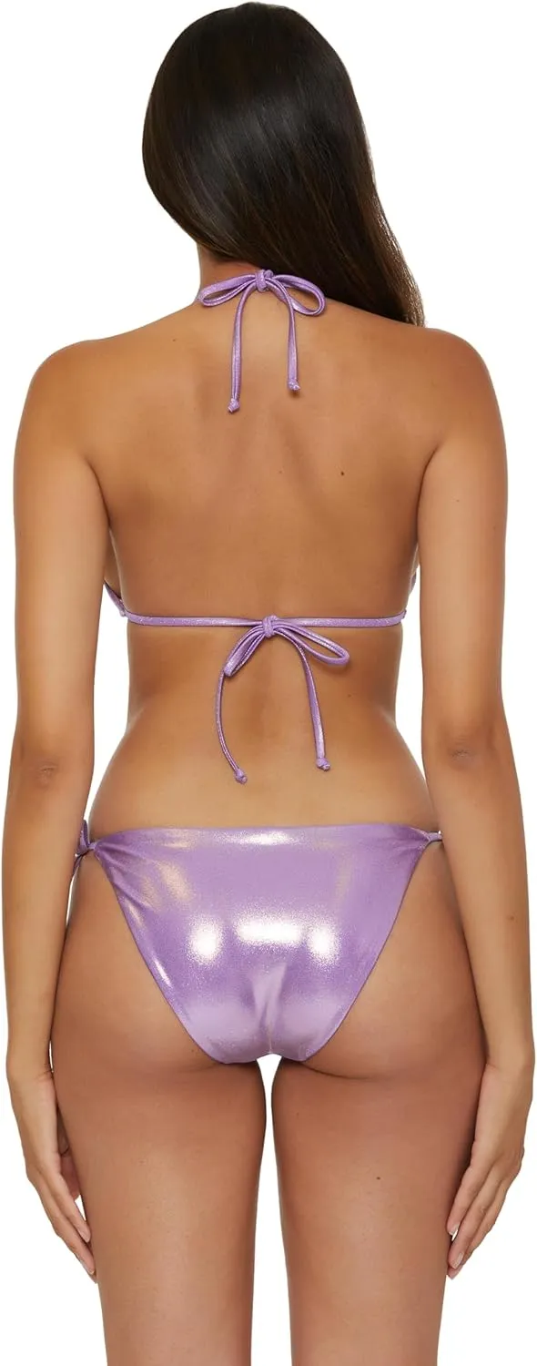BECCA Women's Liquid Metal Triangle Bikini Top, Adjustable, Tie Back, Swimwear Separates