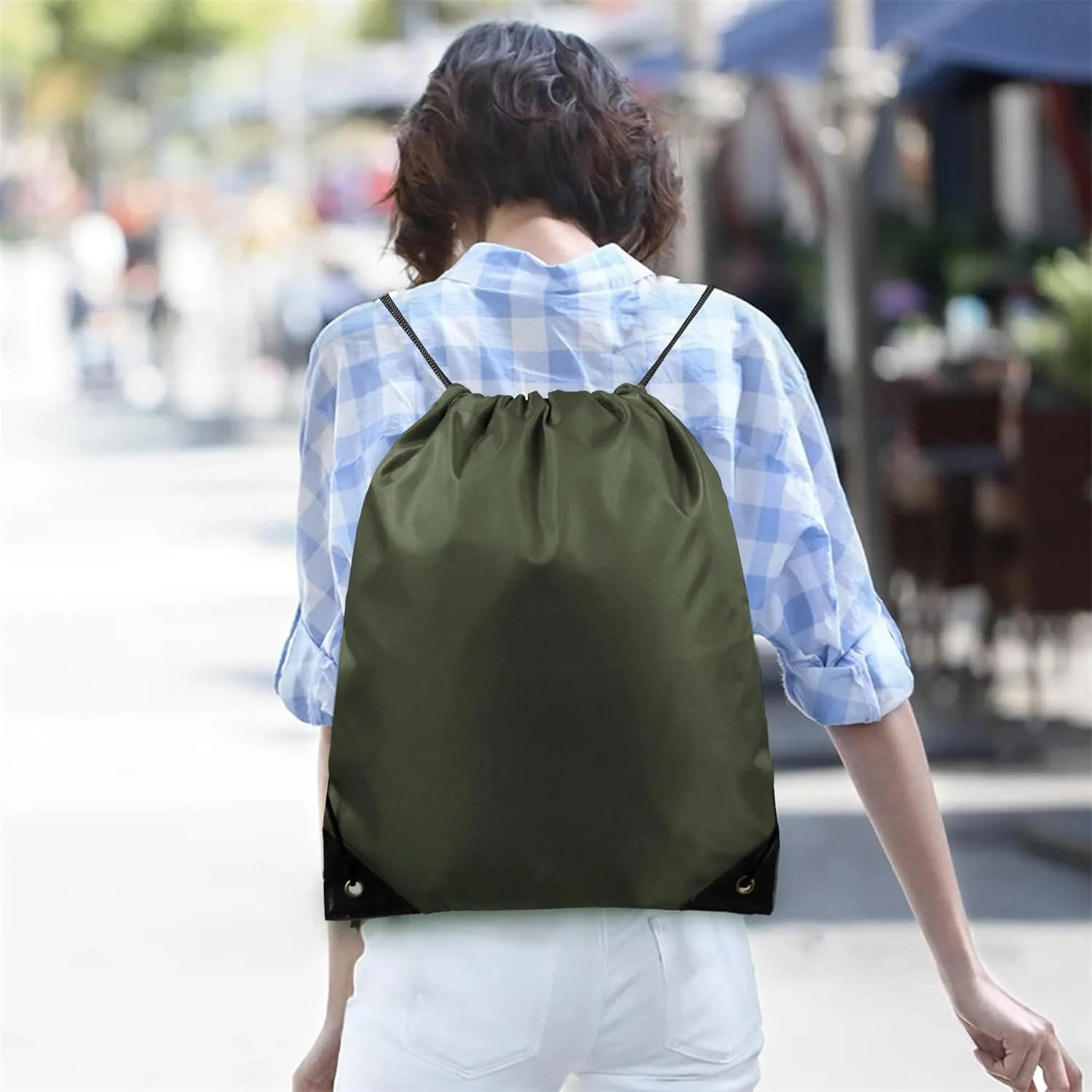 BeeGreen Drawstring Backpack Bags 20,30,50 Packs Reflective String Bags for Gym Sport Trip Cinch Sack DIY for Women Men