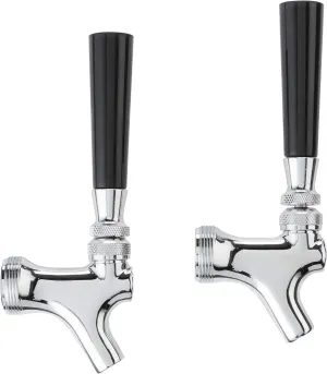 Beer Faucet and 4-Inch Shank Kit with Black Handle (2 Pack), Chrome