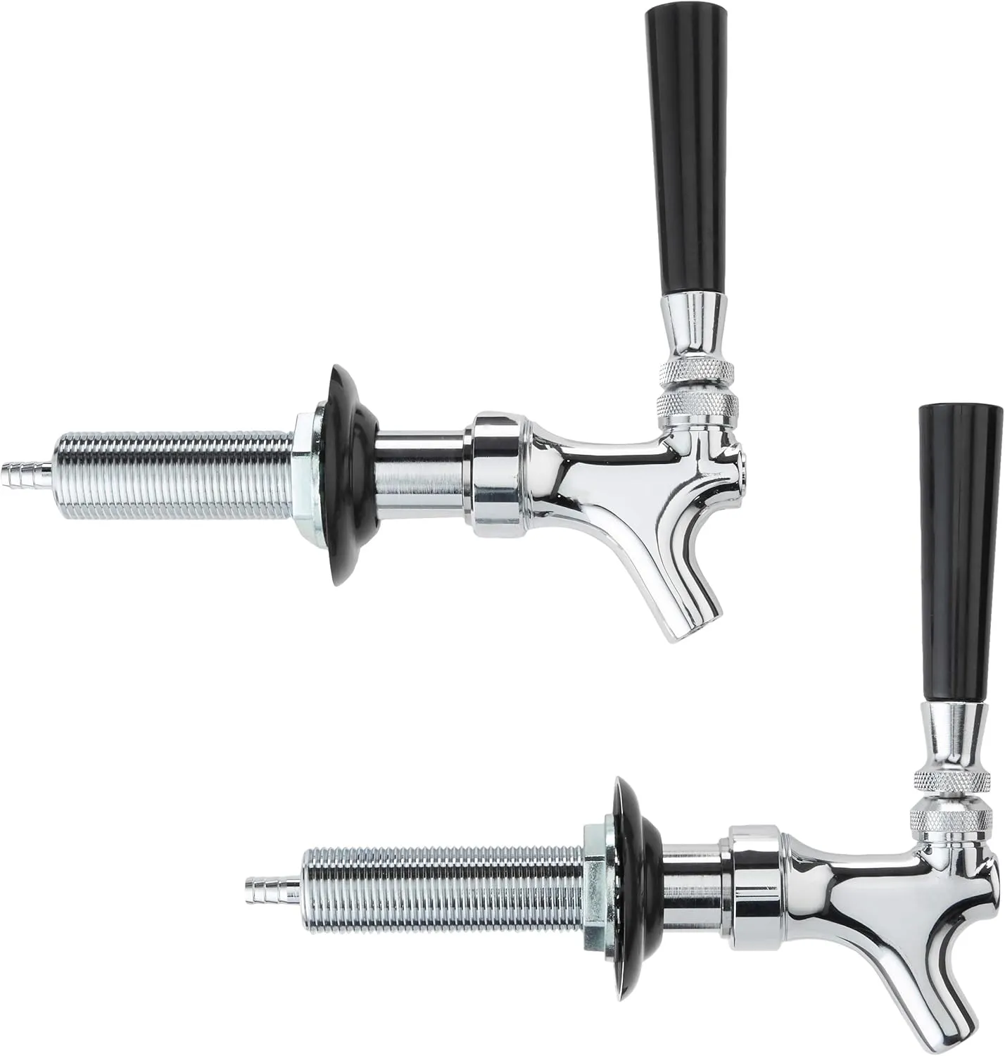 Beer Faucet and 4-Inch Shank Kit with Black Handle (2 Pack), Chrome
