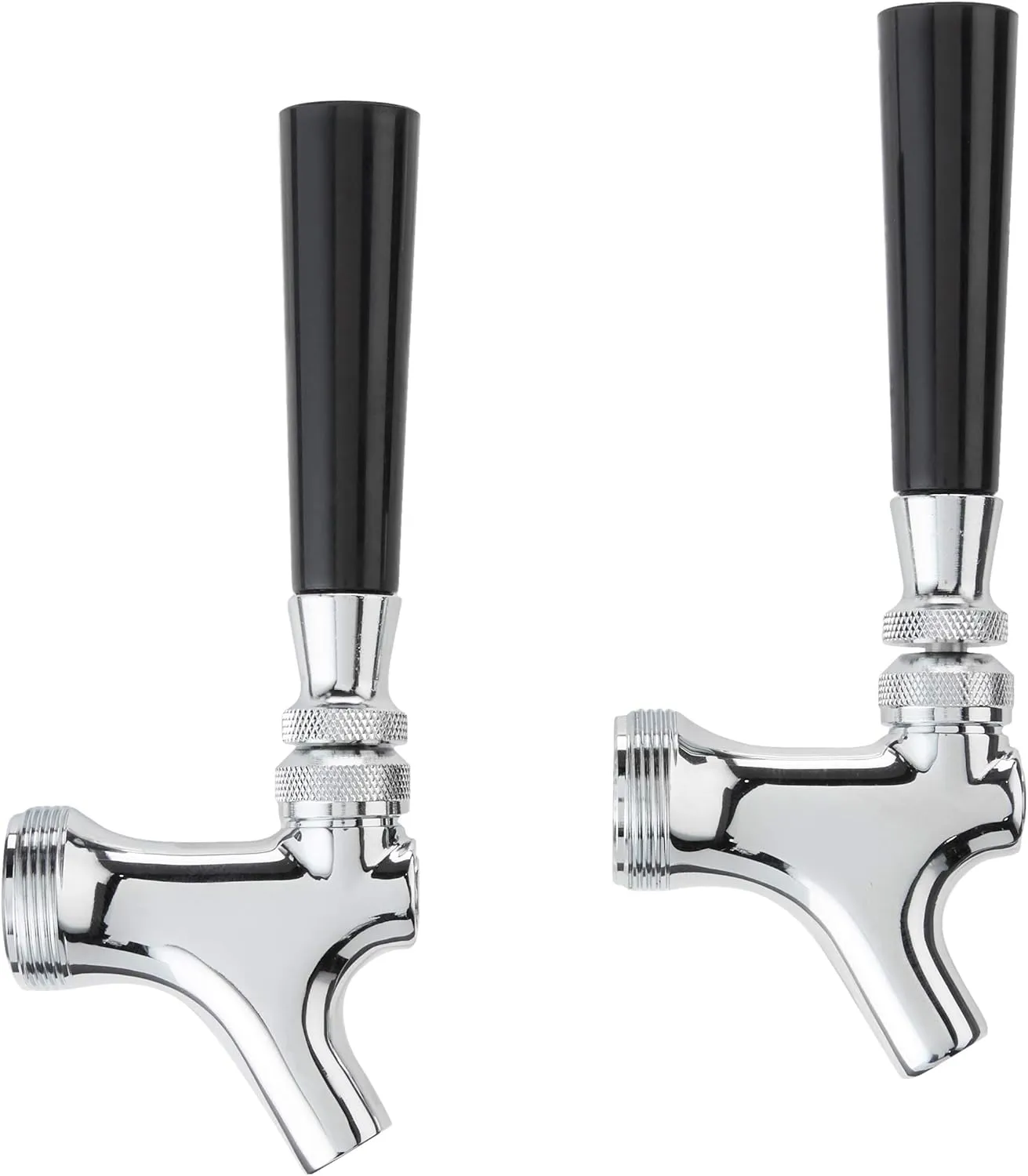 Beer Faucet and 4-Inch Shank Kit with Black Handle (2 Pack), Chrome