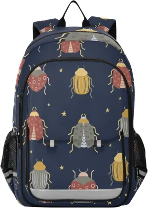 Beetles and Insects Backpack Lightweight Bookbag Travel Laptop Backpack College School Computer Bag with Reflective Stripes