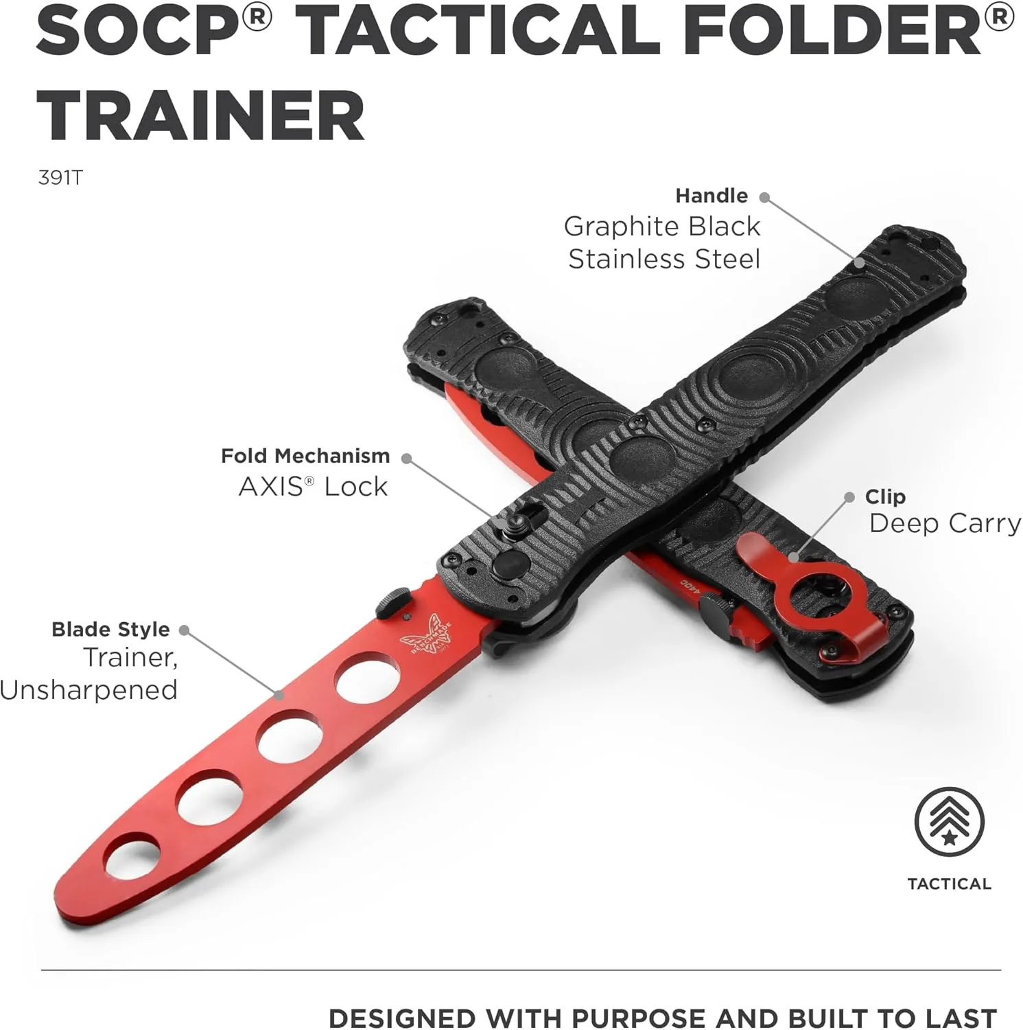 Benchmade SOCP Tactical Folder, Trainer Blade