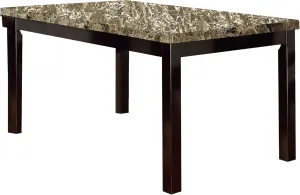 Benzara Slick Finish Faux Marble & Pine Wood Dining Table, Brown