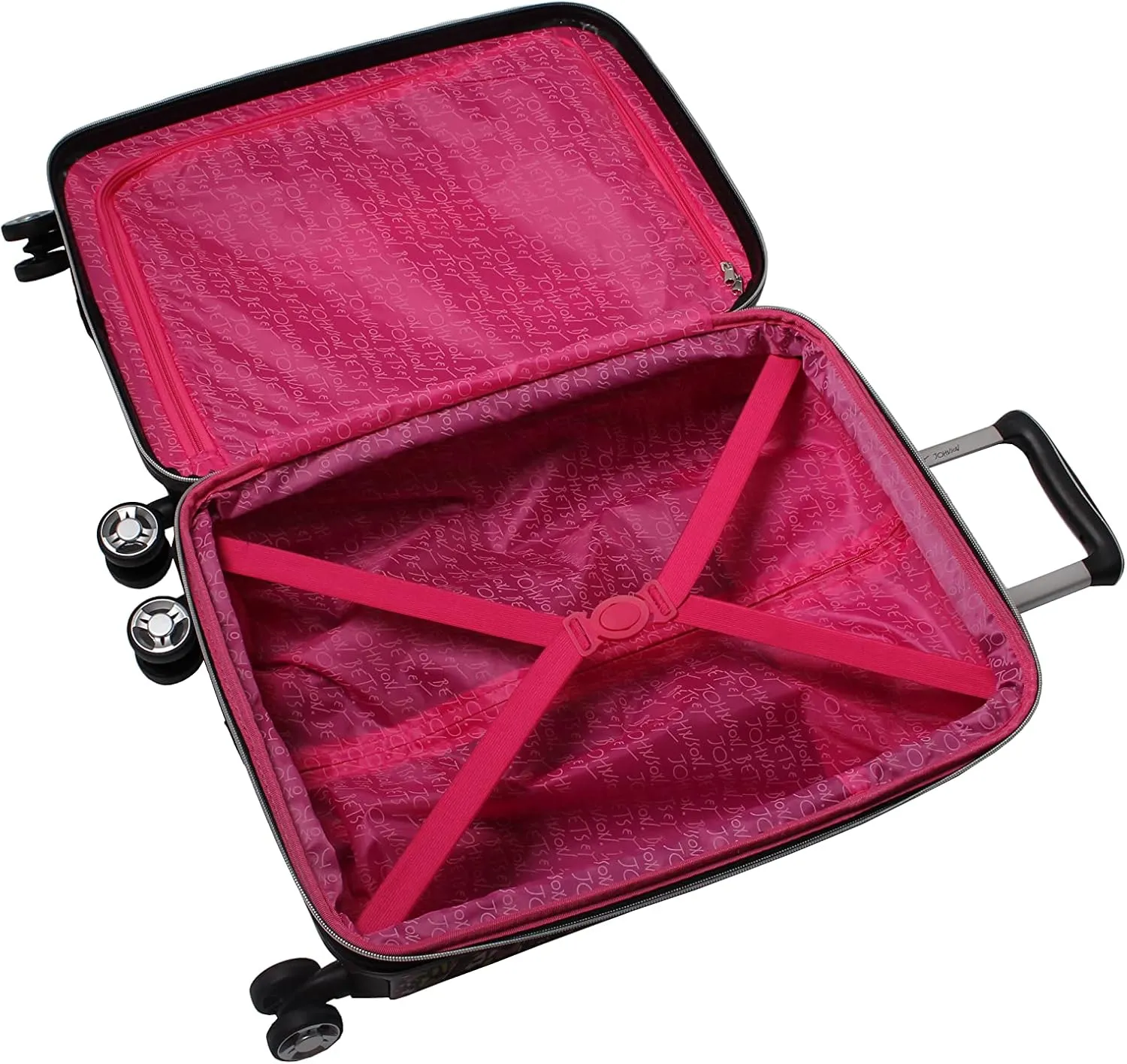 Betsey Johnson 26 Inch Checked Luggage Collection - Expandable Scratch Resistant (ABS   PC) Hardside Suitcase - Designer Lightweight Bag with 8-Rolling Spinner Wheels (Magenta Butterfly, 26IN)