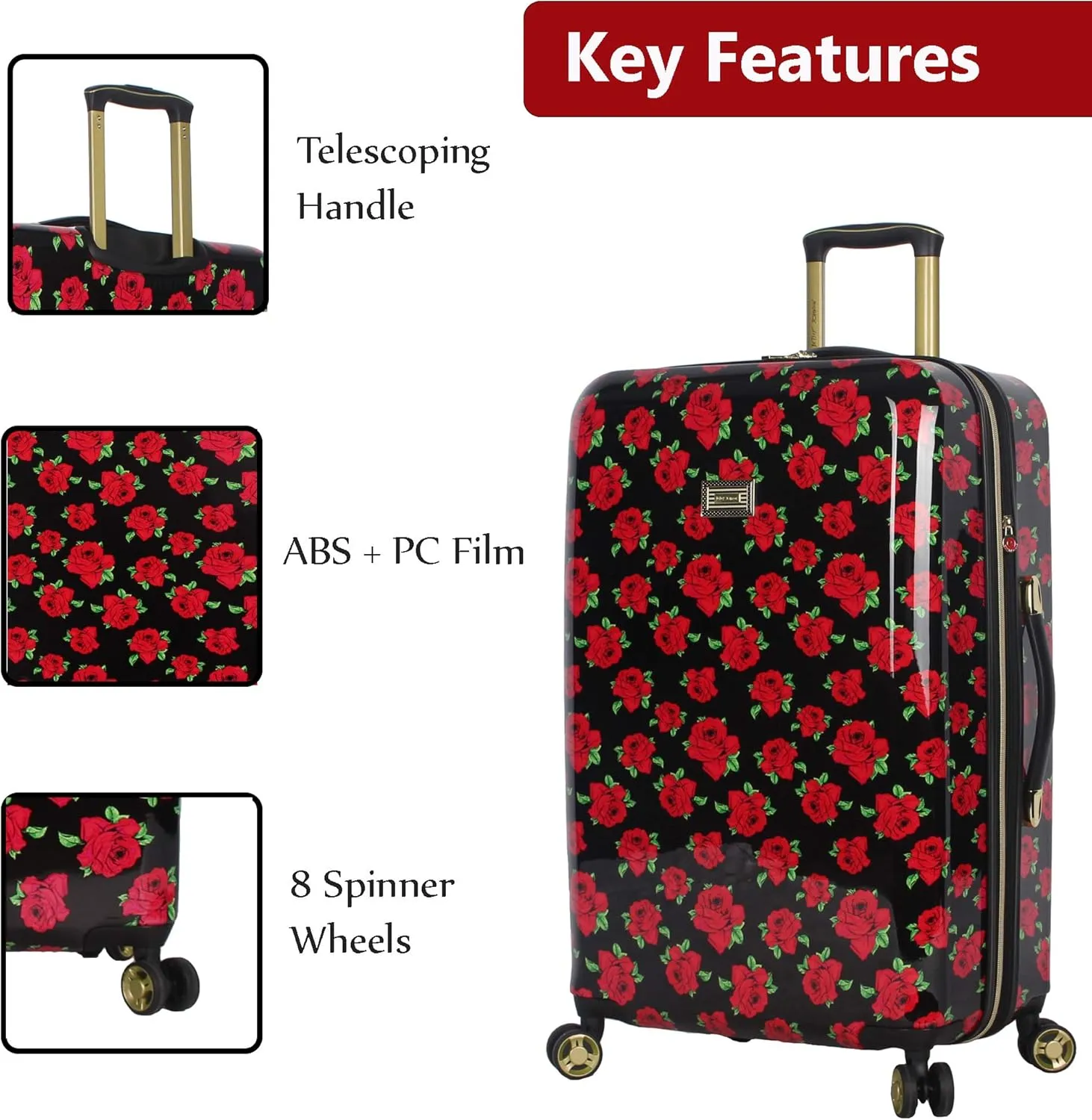Betsey Johnson Unisex-Adult (Luggage only) Leisure, Covered Roses, 26in