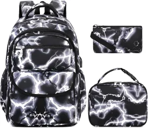 Bevalsa Backpack for Boys, Lightining School Bags for Kids, Bookbag for Boys Girls Teens