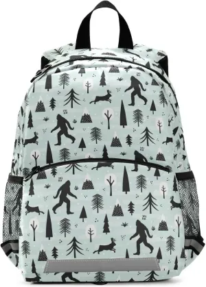 Bigfoot Sasquatch Mini Backpack Schoolbag Kids Daypack Toddler Travel School Bag for Kindergarten Preschool Nursery Children Boys Girls with Chest Strap