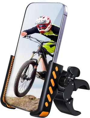Bike Phone Holder, Motorcycle Phone Mount, No Block Camera & 360° Rotation, Handlebar Clamp for Ebike, Stroller, Scooter, Compatible wit 4.5"-6.9" Cell Phones 16 Pro Max Samsung S25 , Obsidian Black