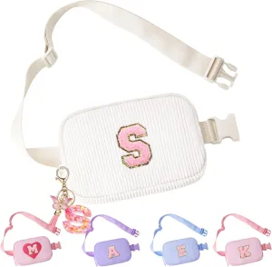 Birthday Gifts for Teenager Girls Kids - Personalized Belt Bag for Girls Women Fashion Waist Packs Trendy Travel Fanny Pack Crossbody Bags with with Initial Letter Patch Cute Stuff S