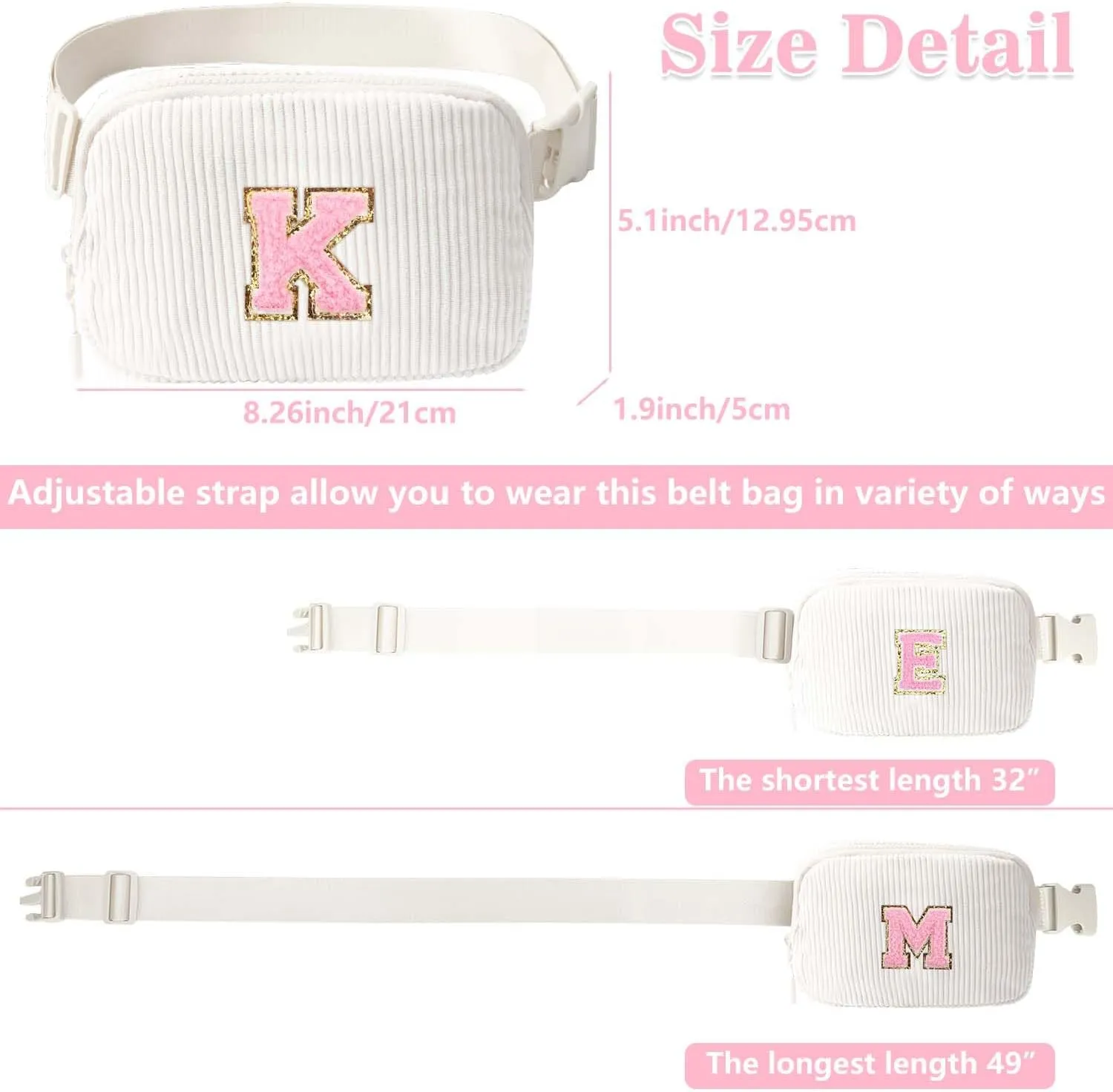 Birthday Gifts for Teenager Girls Kids - Personalized Belt Bag for Girls Women Fashion Waist Packs Trendy Travel Fanny Pack Crossbody Bags with with Initial Letter Patch Cute Stuff S