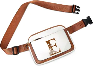 Birthday Gifts for Women, Bridesmaid Graduation Teacher Gifts, Initial Fanny Pack Belt Bag Small Crossbody Bags, Personalized Gift for Mom Her Grandma,E