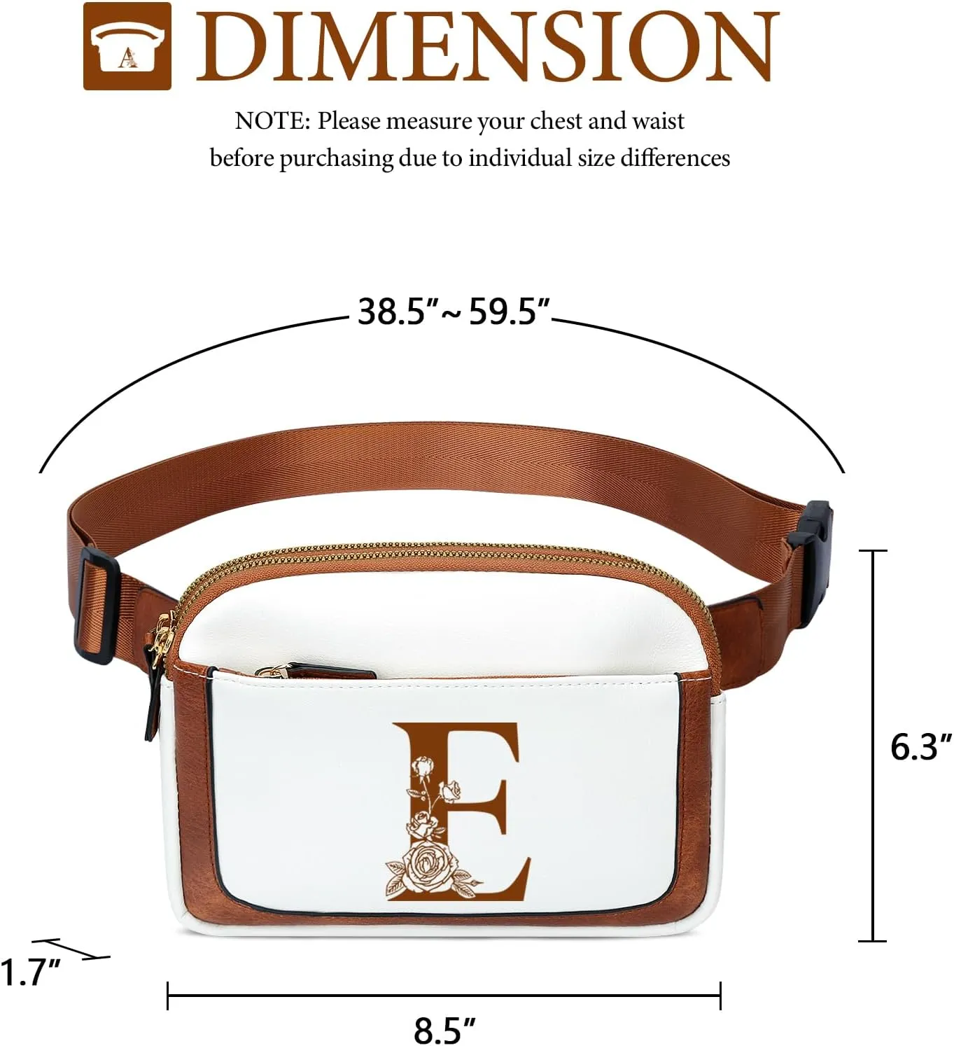 Birthday Gifts for Women, Bridesmaid Graduation Teacher Gifts, Initial Fanny Pack Belt Bag Small Crossbody Bags, Personalized Gift for Mom Her Grandma,E