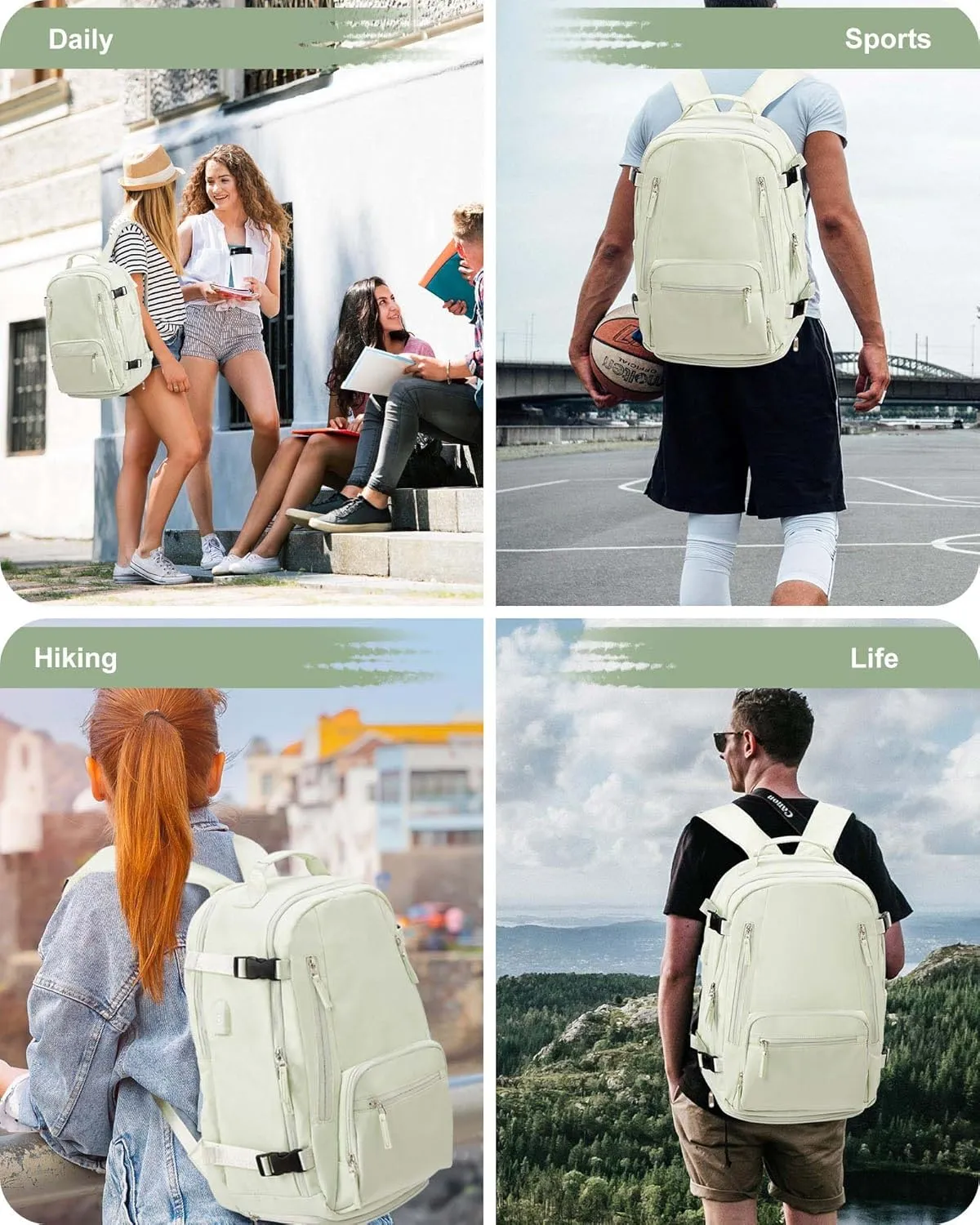 BJLFS Travel Backpack for Women,Carry on Backpack Flight Approved,Casual Daypacks Cabin Bagage,Hiking Backpack Lightweight Rucksack (upgrade, Mint Green)
