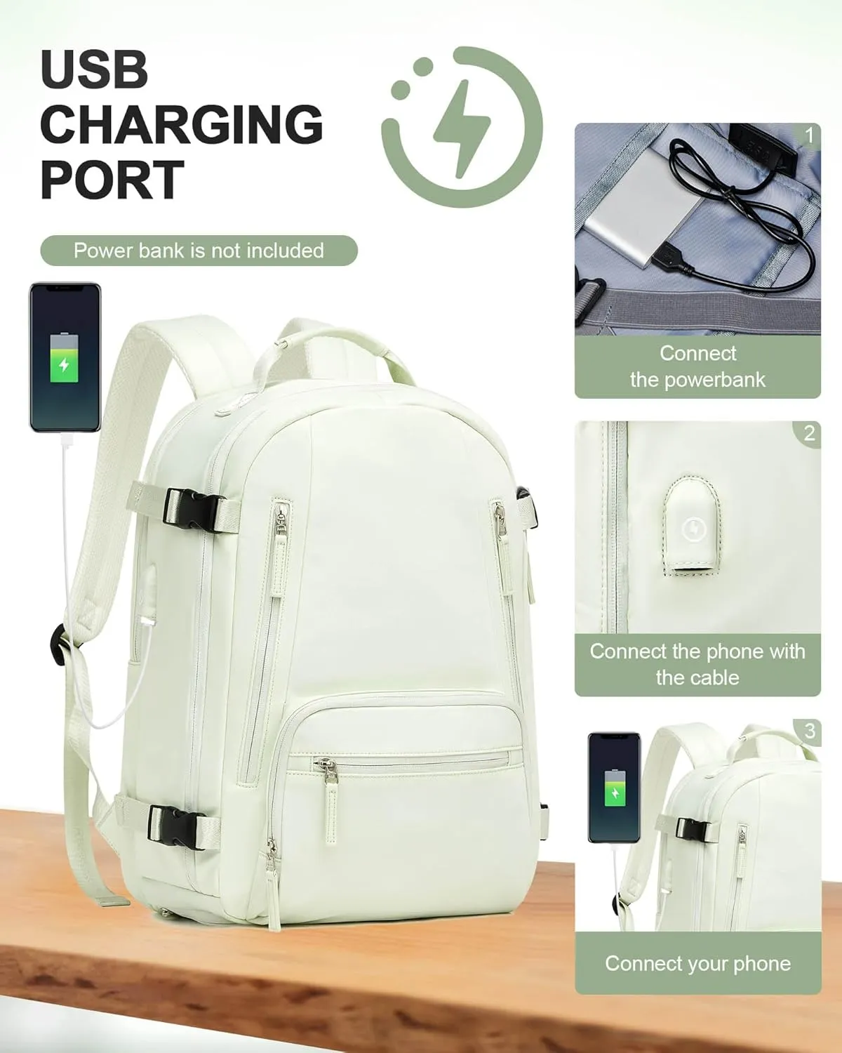 BJLFS Travel Backpack for Women,Carry on Backpack Flight Approved,Casual Daypacks Cabin Bagage,Hiking Backpack Lightweight Rucksack (upgrade, Mint Green)