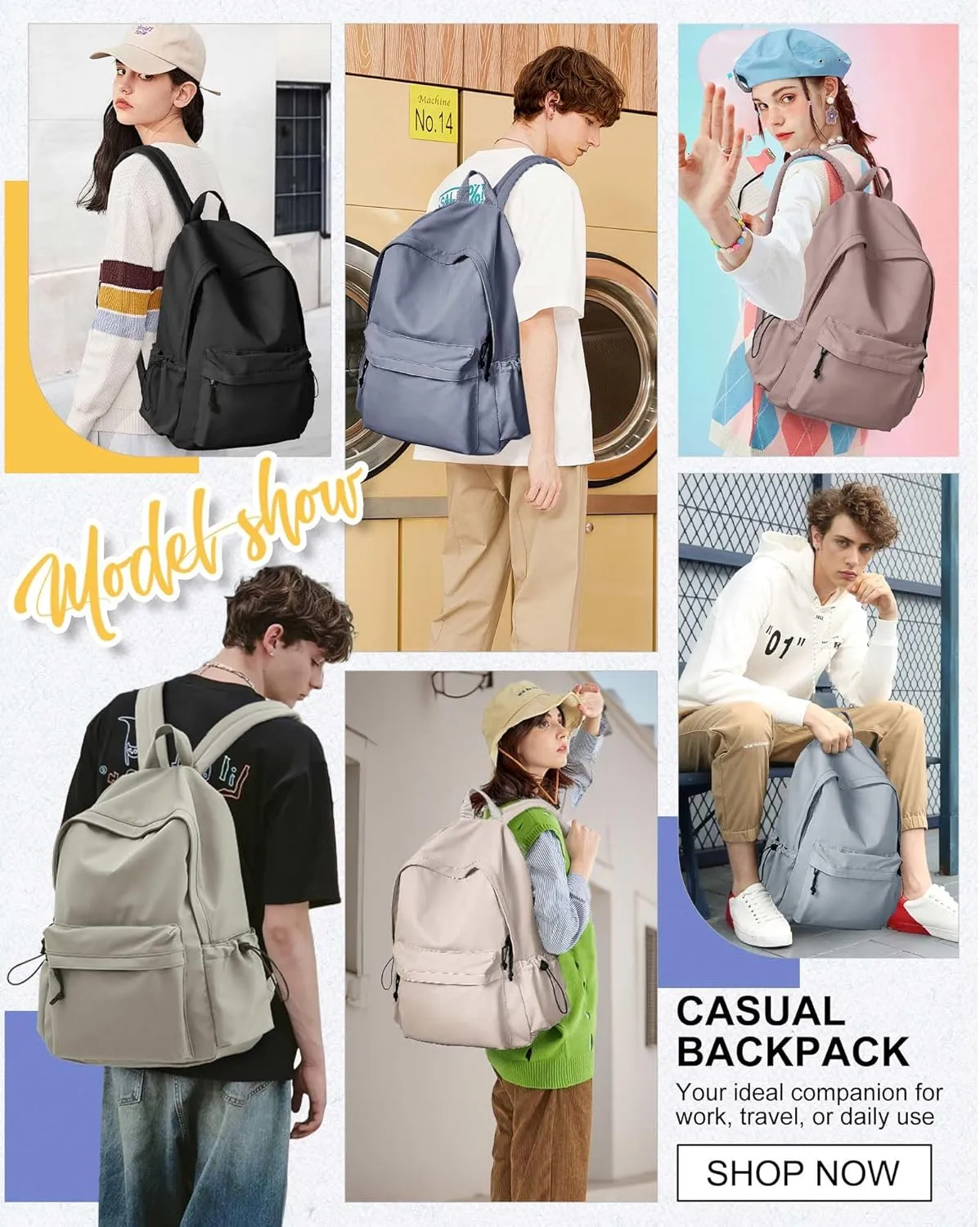 Black Backpack for School Women Girls, Waterproof Bookbag Cute High School Backpack for Men Teen Boys, Lightweight Travel College Back Pack Mochilas Escolares para Casual Daypack Rucksack